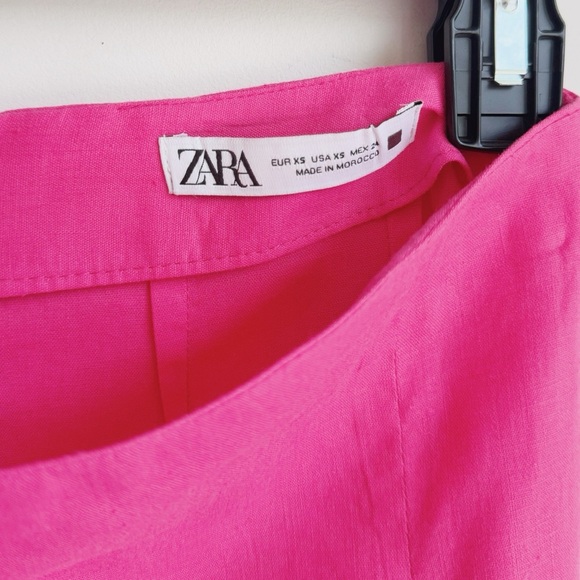 ZARA Beaded Linen Blend Pink Midi Skirt XS - Picture 5 of 6